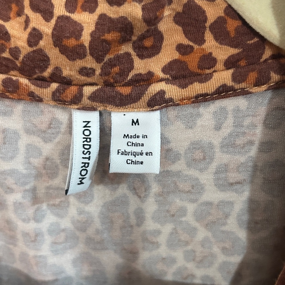 Nordstrom Leopard Print Pajama Set with Red Trim - Picture 4 of 6